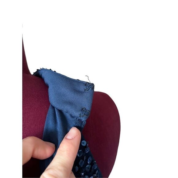 Adrianna Papell Cut Out Back Maxi Blue Sequined Dress size 10 - Picture 9 of 12